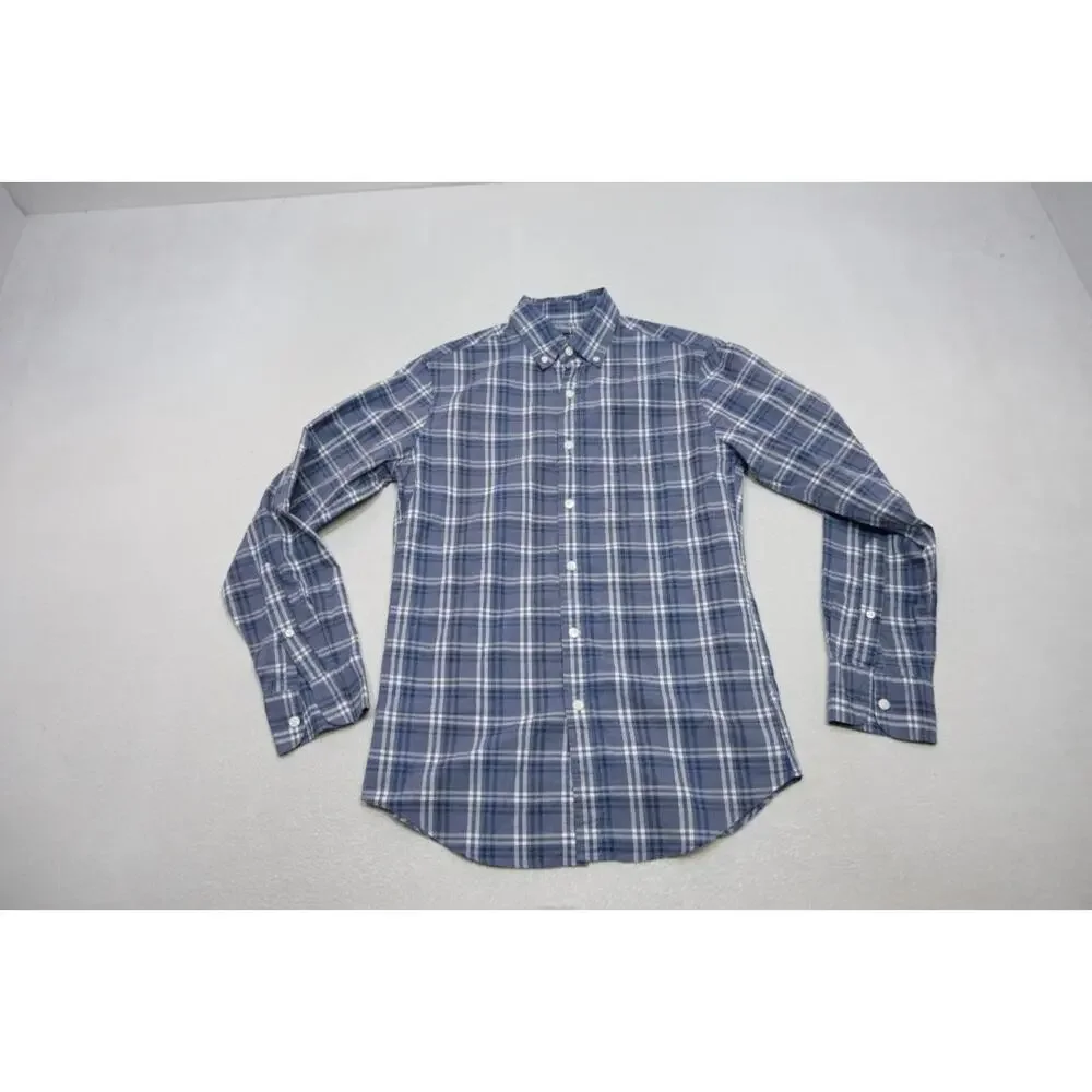 J Crew Dress Shirt Heathered Cotton Plaid‎ Long Sleeve Button Up Mens XS XSMALL